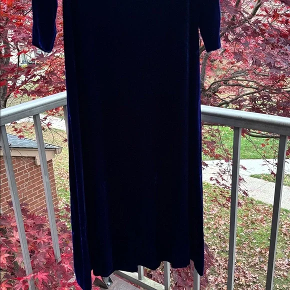 Vintage 70’s Milkmaid Velvet Goth Blue Peasant Gunne Sax 80’s Maxi Dress Gown M - Picture 9 of 17